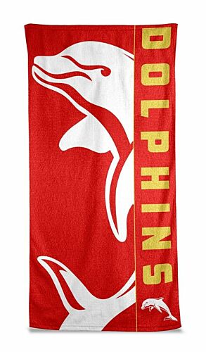 Dolphins NRL Team Logo Cotton Velour Beach Towel 
