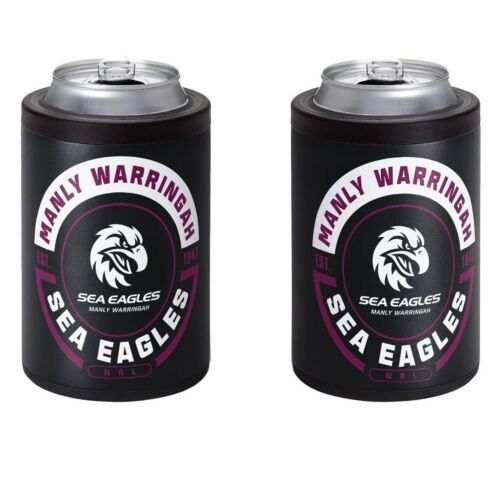 Manly Sea Eagles NRL Team Logo Insulated Stainless Steel Can Cooler Stubby Holder With Twist Top