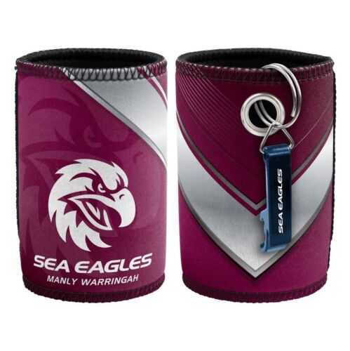 Manly Sea Eagles NRL Team Logo Neoprene Can Cooler Stubby Holder With Bottle Opener