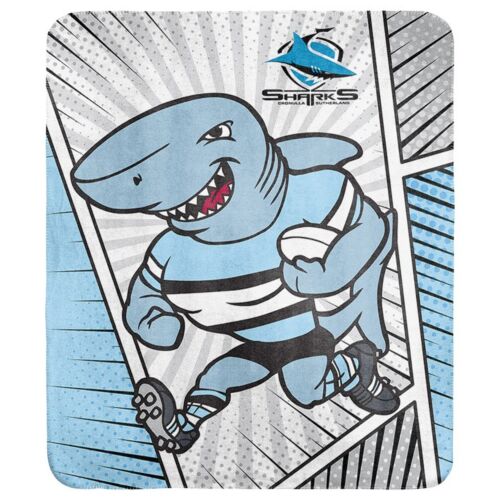 Cronulla Sharks NRL Team Mascot Coral Fleece Throw Rug Picnic Blanket