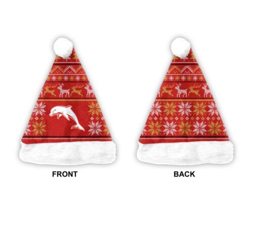 Dolphins NRL Team Logo Ugly Xmas Sweater Design Christmas Santa Hat