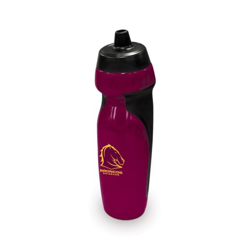 Brisbane Broncos NRL Team Logo Plastic Sports Water Drink Bottle With Rubber Grip