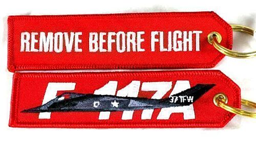 F117A Stealth Bomber Military Jet Remove Before Flight Cloth Key Ring