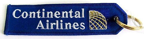 Continental Blue Airlines Aviation Fabric Keyring Key Ring 