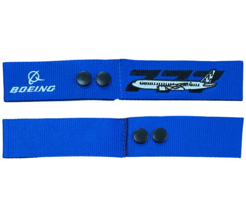 Boeing 777 Blue Aircraft Aviation Travel Embroidered Suitcase Bag Snap Tag Luggage Identifier 