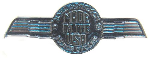 Harley Davidson Pin Badge Round Wing Blue Enamel Logo