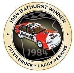 PRE ORDER - 1984 Bathurst Winner Antique Gold Coloured Medallion In Box - Peter Brock Larry Perkins Holden VK Commodore (FULL PRICE - $99.99)