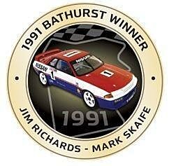 PRE ORDER - 1991 Bathurst Winner Antique Gold Coloured Medallion In Box - Jim Richards Mark Skaife Nissan Skyline (FULL PRICE - $99.99)