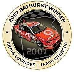PRE ORDER - 2007 Bathurst Winner Antique Gold Coloured Medallion In Box - Craig Lowndes Jamie Whincup Ford BF Falcon (FULL PRICE - $99.99)