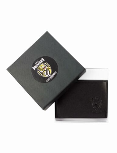 Richmond Tigers 2017 AFL Premiers Team Logo Black Leather Mens Wallet Boxed Great gift Idea