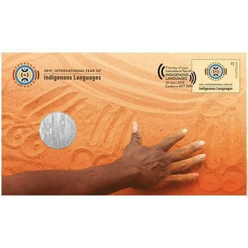 2019 50c IYIL International Year Of Indigenous Languages Coin & Stamp Cover PNC