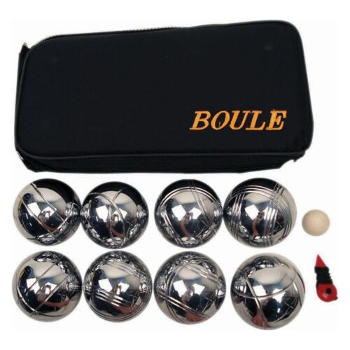 Boule Set Of 8 Chrome Boules With Jack And Measuring String In Deluxe Carry Case