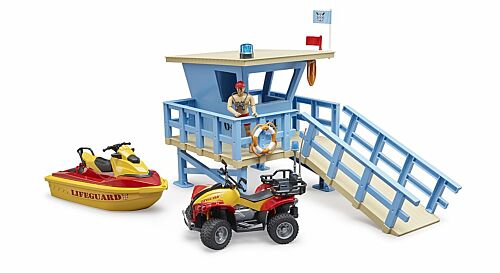 Bruder Lifeguard Station With Quad Bike And Personal Watercraft 1:16 Scale Plastic Model