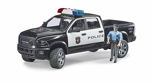 Bruder RAM 2500 Emergency Services 4X4 Police Pick-Up Truck With Police Officer 1:16 Scale Plastic Model 