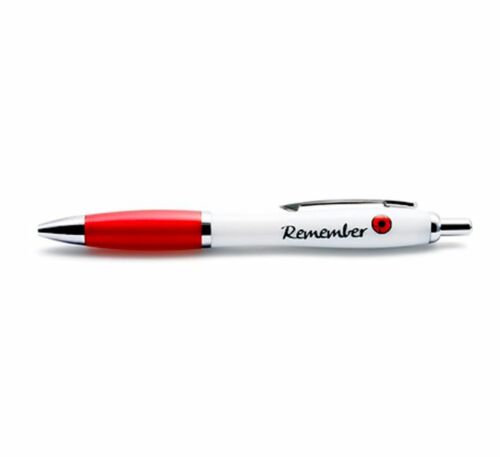 Remember Red Poppy Soft Grip Plastic Ballpoint Pen Poppy Recollections
