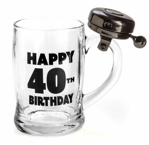 Happy 40th Birthday Bell Mug Glass Beer In Box Drinking Alcohol Birthday Present Gift Idea Fortieth 