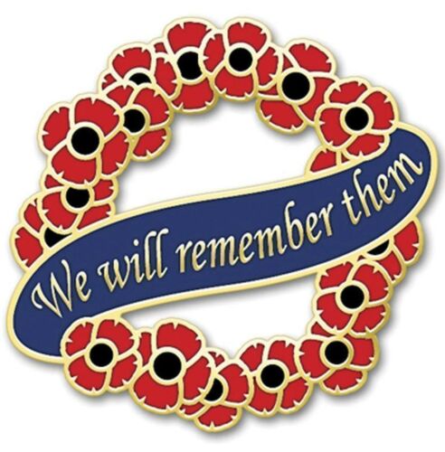 Wreath Poppy We Will Remember Them Lapel Pin Badge On Card