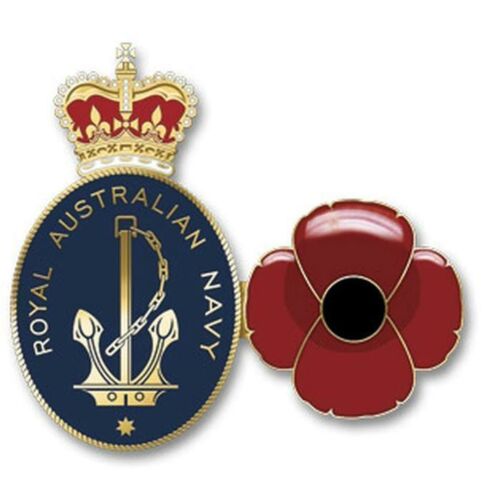 The Australian Navy Poppy ANZAC Day Gold Lapel Pin Badge