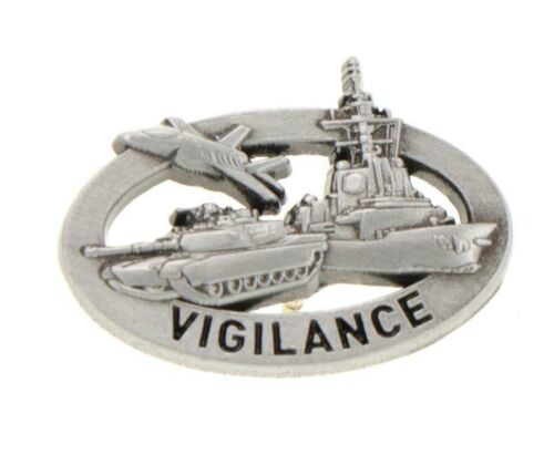 Vigilance Military Equipment 25mm Oxidised Silver Finish Lapel Pin Badge On Card 