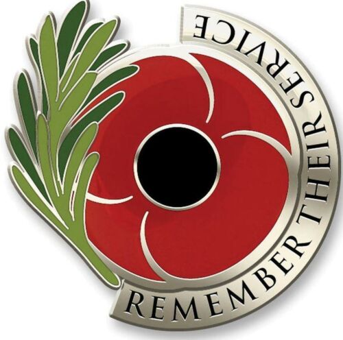 Remember Their Service Poppy Lapel Pin Badge On Card