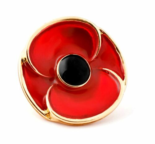 Red Poppy 3D Enamel Poppy Recollections Lapel Pin Badge On Card