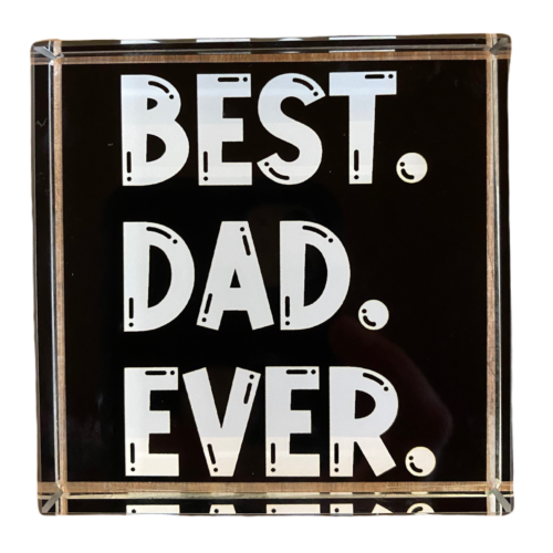 Best. Dad. Ever Glass Message Block Plaque In Box Present Gift Idea Fathers Day 