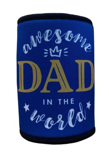 Awesome Dad In The World Neoprene Can Cooler Stubby Holder Fathers Day Gift Idea  