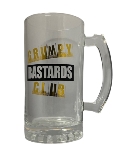 Grumpy Bastards Club 450mL Glass Mug Beer Stein Fathers Day Gift Idea  