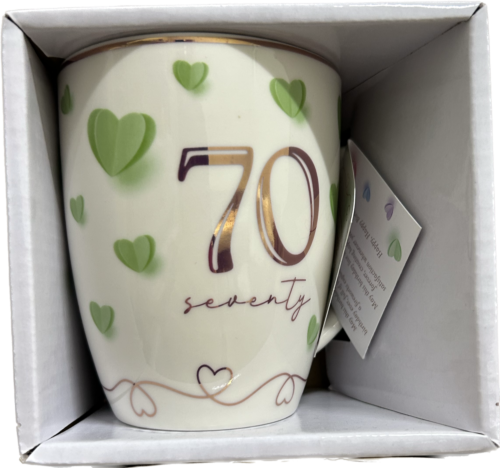 70th Seventy Happy Birthday Sweet Heart 360ml Coffee Mug