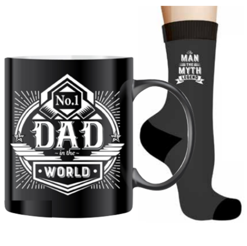 No. 1 Dad In The World Coffee Mug & Sock Father's Day Gift Set
