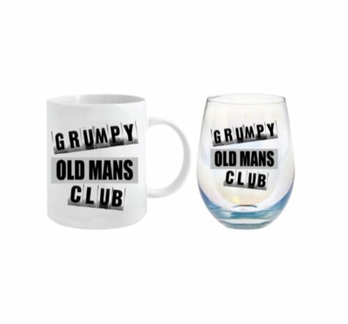 Grumpy Old Mans Club Double Glass Set Coffee Mug & Stemless Wine Glass Gift Set In Box