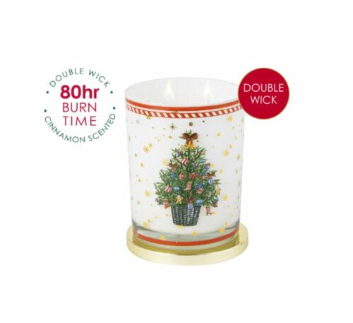 Oh Christmas Tree Joyful Celebrations Cinnamon Scented Double Wick Candle With Lid 80 Hour Burn Time
