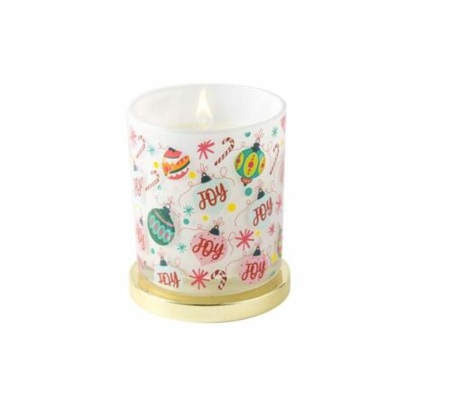 Christmas Candle Joy Cinnamon Scented Single Wick Candle With Lid 30 Hour Burn Time