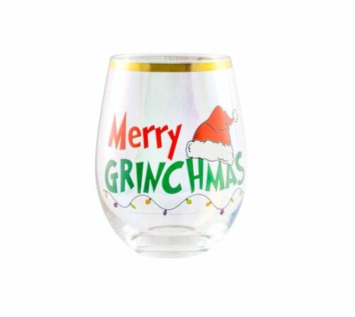 Merry Grinchmas Novelty Christmas 600mL Stemless Wine Glass