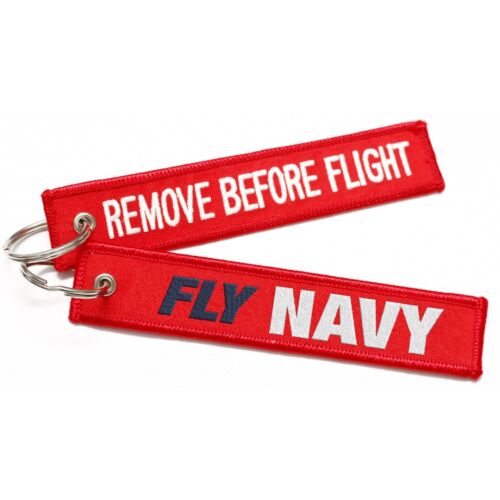 Fly Navy RBF Remove Before Flight Fabric Bag Tag Keyring Kering