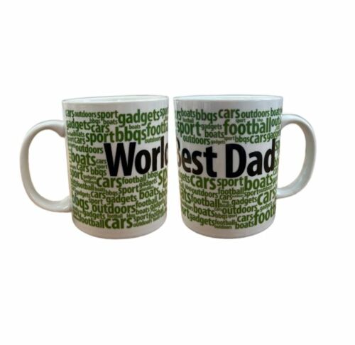 Worlds Best Dad Green Word Background Ceramic Coffee Tea Mug Cup