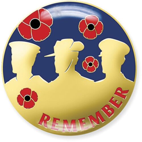 Remember Gold Blue Red Poppy Recollections Lapel Pin Badge On Card