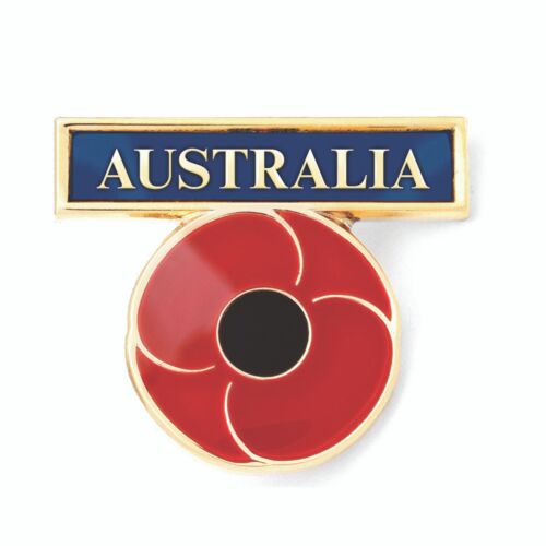 Australia Bar Red Poppy Lapel Pin Badge On Card Poppy Recollections