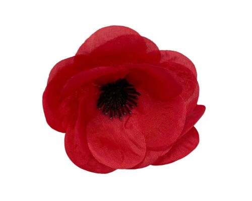Large Material Red Poppy Lapel Pin Badge On Card