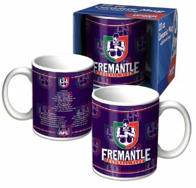 Fremantle Dockers AFL Logo Team Song 11oz Coffee Mug Ceramic Purple 