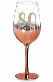 80th Birthday Rose Gold Ombre 430ml Wine Glass With Gold Lettering