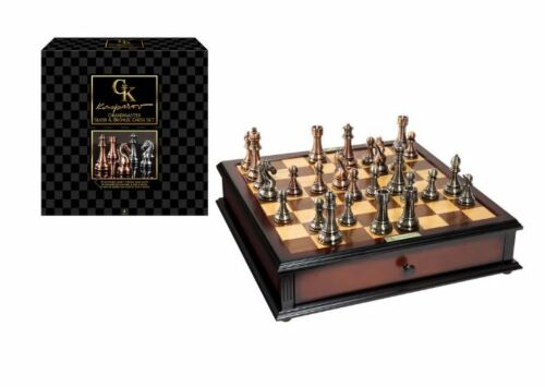 Kasparov Grandmaster Silver And Bronze Wooden Chess Set 