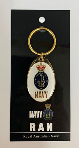 The Royal Australian Navy 40mm Gold Plated Enamel Key Ring Keyring