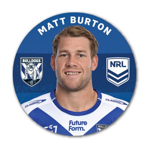 Canterbury Bulldogs NRL Team Logo Matt Burton Player Image Bar Pin Button Badge
