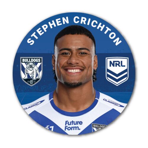 Canterbury Bulldogs NRL Team Logo Stephen Crichton Player Image Bar Pin Button Badge