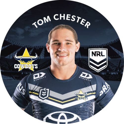 North Queensland Cowboys NRL Team Logo Tom Chester Player Image Bar Pin Button Badge