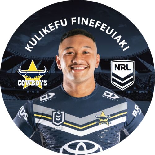 North Queensland Cowboys NRL Team Logo Kulikefu Finefeuiaki Player Image Bar Pin Button Badge