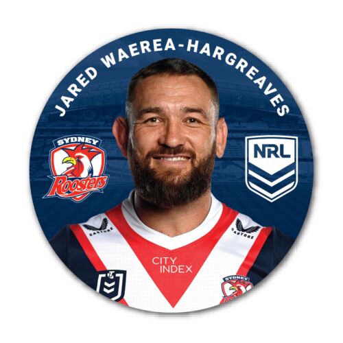 Sydney Roosters NRL Team Logo Jared Waerea-Hargreaves Player Image Bar Pin Button Badge