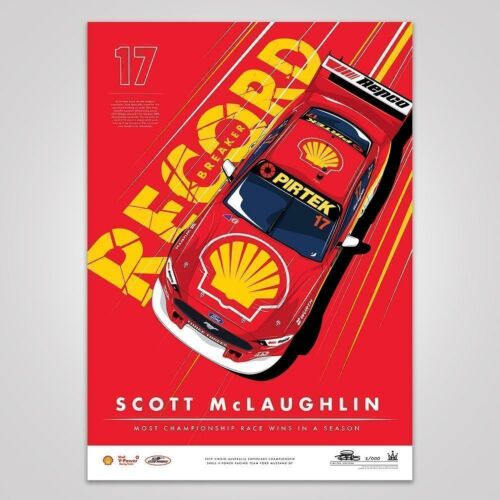 Scott McLaughlin Red Most Championship Race Wins In A Season Print Rolled Poster