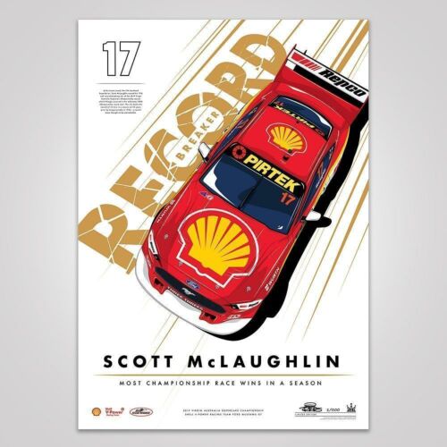 Scott McLaughlin Metallic Gold Most Championship Race Wins In A Season Print Rolled Poster